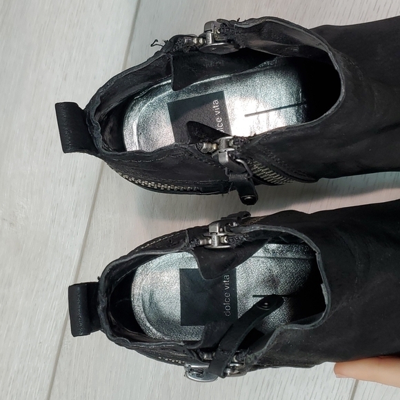 Dolce Vita Women Moto Leather Double Zip Heels Boots shoes sz 7.5 - Picture 5 of 14